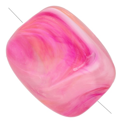 Rounded rectangular 13x10.5 mm acrylic beads - Fuchsia marbled x10