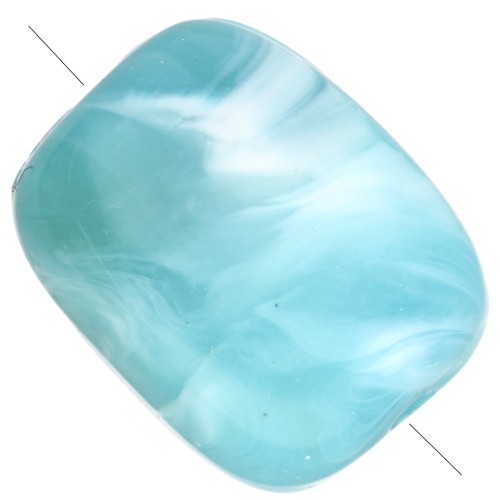 Rounded rectangular 13x10.5 mm acrylic beads - Marbled Turquoise x10