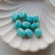 Rounded rectangular 13x10.5 mm acrylic beads - Marbled Turquoise x10