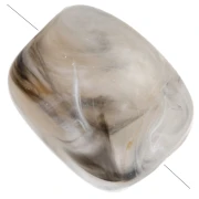 Rounded rectangular 13x10.5 mm acrylic beads - Taupe marbled x10