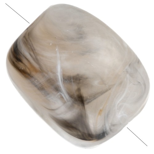 Rounded rectangular 13x10.5 mm acrylic beads - Taupe marbled x10