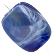 Rounded rectangular 13x10.5 mm acrylic beads - Dark blue marbled x10