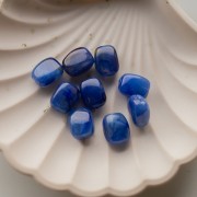 Rounded rectangular 13x10.5 mm acrylic beads - Dark blue marbled x10