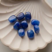 Rounded rectangular 13x10.5 mm acrylic beads - Dark blue marbled x10
