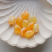Rounded rectangular 13x10.5 mm acrylic beads - Marbled yellow x10