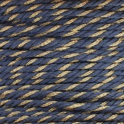 Braided polycotton cord & metallic thread 1.3 mm - Dark blue - Gold x20m