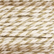 Braided polycotton cord &amp; metallic thread 1.3 mm - White - Gold x20m