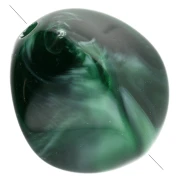 Irregular 15x14 mm acrylic beads - Dark green marbled x10