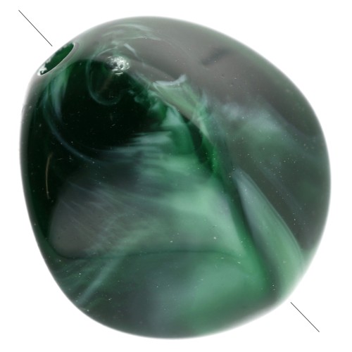 Irregular 15x14 mm acrylic beads - Dark green marbled x10