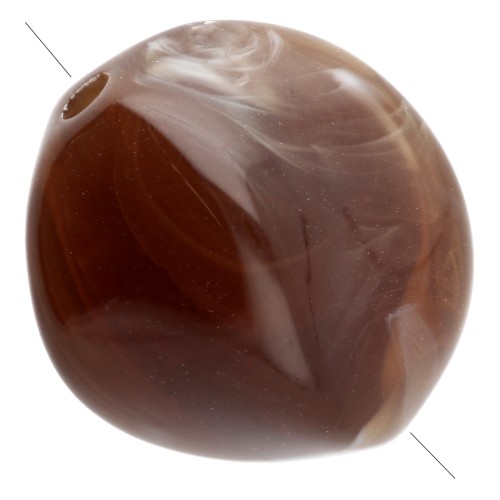 Irregular 15x14 mm acrylic beads - Dark brown marbled x10