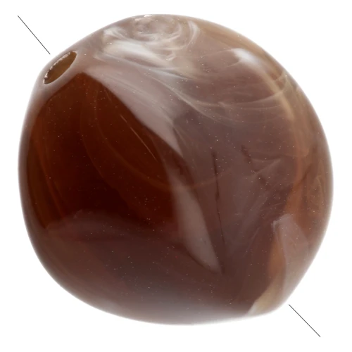 Irregular 15x14 mm acrylic beads - Dark brown marbled x10