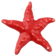 Ceramic starfish pendant 39x41 mm - Red x1