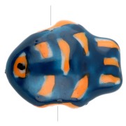 Ceramic fish bead 18x14 mm - Dark blue - Orange x1