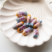 Ceramic fish bead 21x10 mm - Pink - Orange - Blue x1
