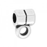 Faceted tube Charms holder 4,5 mm Antique Silver Plating x5