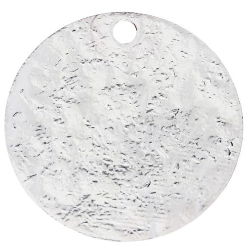 15.5 mm Round Sequin with Hammered Finish - Fine silver plated x1
