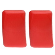 Rectangular Earstuds, 13x20 mm, Epoxy Resin - Gold-Plated Steel - Red (2-Pack)