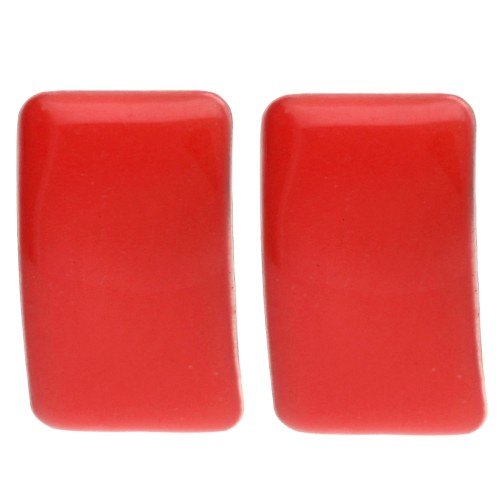 Rectangular Earstuds, 13x20 mm, Epoxy Resin - Gold-Plated Steel - Red (2-Pack)