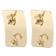 Rectangular Earstuds, 13x20 mm, Epoxy Resin - Gold-Plated Steel - Red (2-Pack)
