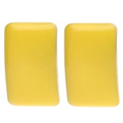 Rectangular Earstuds, 13x20 mm, Epoxy Resin - Gold-Plated Steel - Yellow (2-Pack)