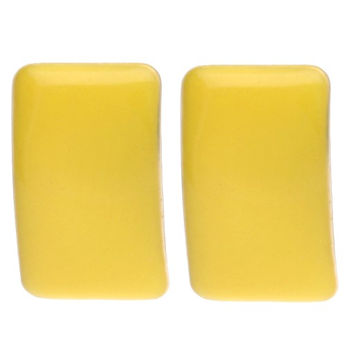 Rectangular Earstuds, 13x20 mm, Epoxy Resin - Gold-Plated Steel - Yellow (2-Pack)