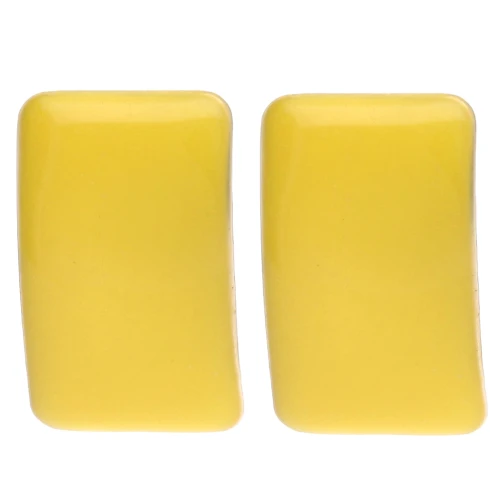 Rectangular Earstuds, 13x20 mm, Epoxy Resin - Gold-Plated Steel - Yellow x2