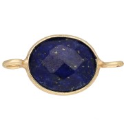 18x9 mm oval gemstone spacer - Fine gold plated - Lapis lazuli x1|raw }}