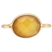 18x9 mm oval gemstone spacer - Fine gold plated - Yellow Chalcedony