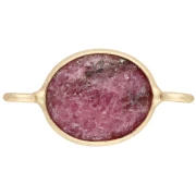 18x9 mm oval gemstone spacer - Fine gold plated - Rhodonite x1