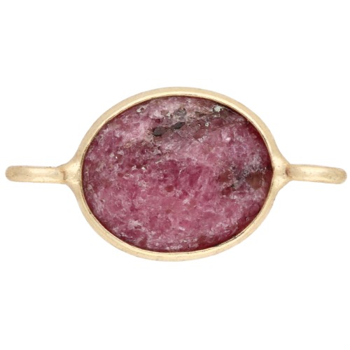 18x9 mm oval gemstone spacer - Fine gold plated - Rhodonite x1