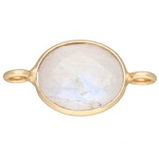 18x9 mm oval gemstone spacer - Fine gold plated - Moonstone x1|raw }}