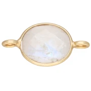 18x9 mm oval gemstone spacer - Fine gold plated - Moonstone x1