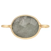 18x9 mm oval gemstone spacer - Fine gold plated - Labradorite x1