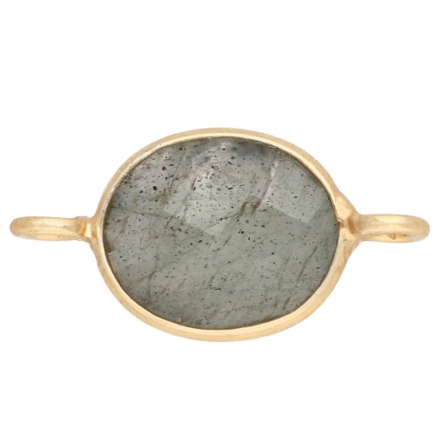 18x9 mm oval gemstone spacer - Fine gold plated - Labradorite x1
