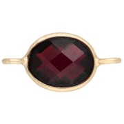 18x9 mm oval gemstone spacer - Fine gold plated - Garnet x1