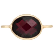 18x9 mm oval gemstone spacer - Fine gold plated - Garnet x1
