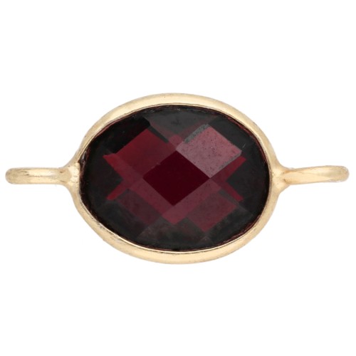 18x9 mm oval gemstone spacer - Fine gold plated - Garnet x1