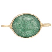 18x9 mm oval gemstone spacer - Fine gold plated - Aventurine x1