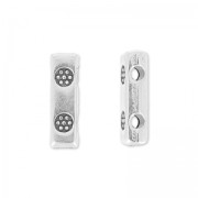Textured 2-hole bar beads, 10x3 mm - Antique fine silver plated x4