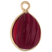 Garnet - 17x11 mm striated drop charm gemstone - Fine gold plated - Garnet x1 17x11 mm striated drop charm gemstone - Fine gold plated - Garnet x1
