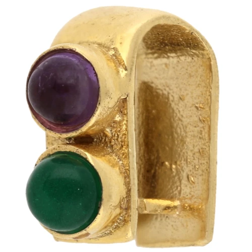 9 mm Pendant Clasp with Gemstone - Fine gold plated - Amethyst - Green Onyx