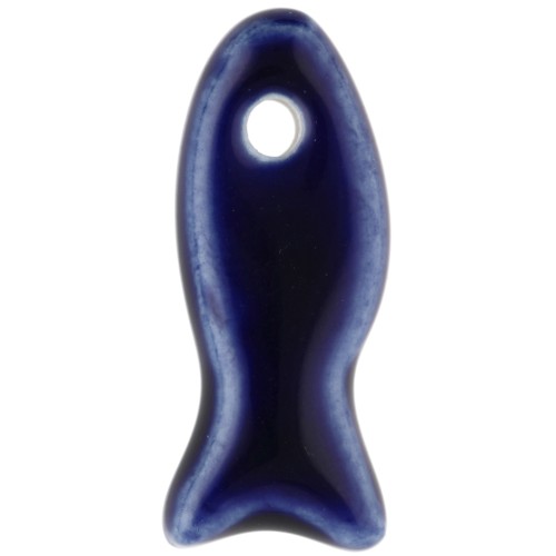 Ceramic fish pendant 25x10 mm - Dark blue x1