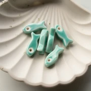 25x10 mm Ceramic Fish Pendant - Turquoise x1