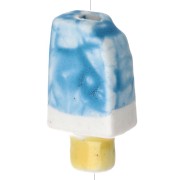 15x8 mm Ceramic Ice Bead - Blue - White x1