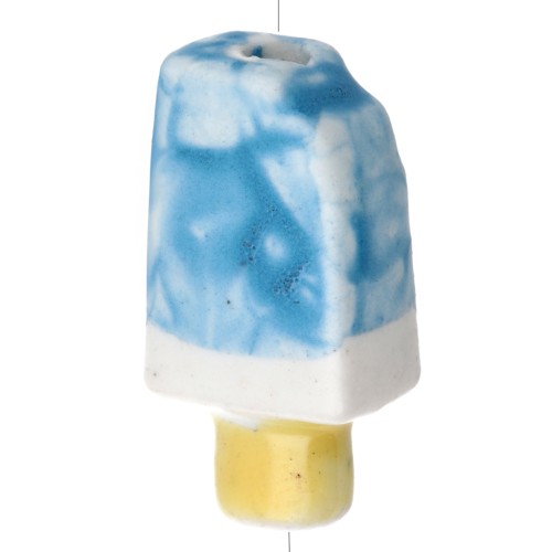 15x8 mm Ceramic Ice Bead - Blue - White x1