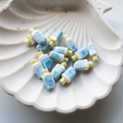 15x8 mm Ceramic Ice Bead - Blue - White x1