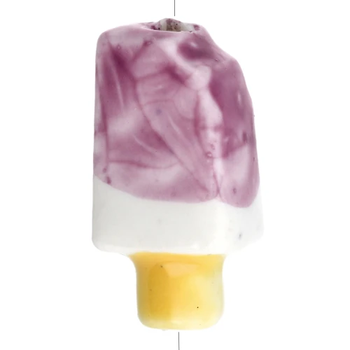 15x8 mm Ceramic Ice Bead - Violet - White x1