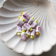 15x8 mm Ceramic Ice Bead - Violet - White x1