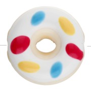 18.5 mm ceramic donuts bead - White - Red - Yellow - Blue x1