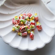 15x8 mm Ceramic Ice Bead - Watermelon - Red - Green x1
